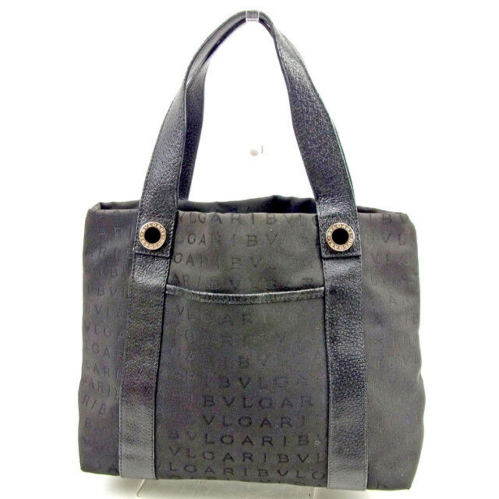 AUTH Bvlgari Tote bag Logo Mania Black Red Woman